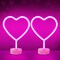 2 Pack Heart Neon Signs, LED Lights Battery Operated or USB Powered Decoration Lamp, Neon Lights Decor for Valentine's Day Gifts, Wedding, Party, Pink Room Decor (Pink Heart)